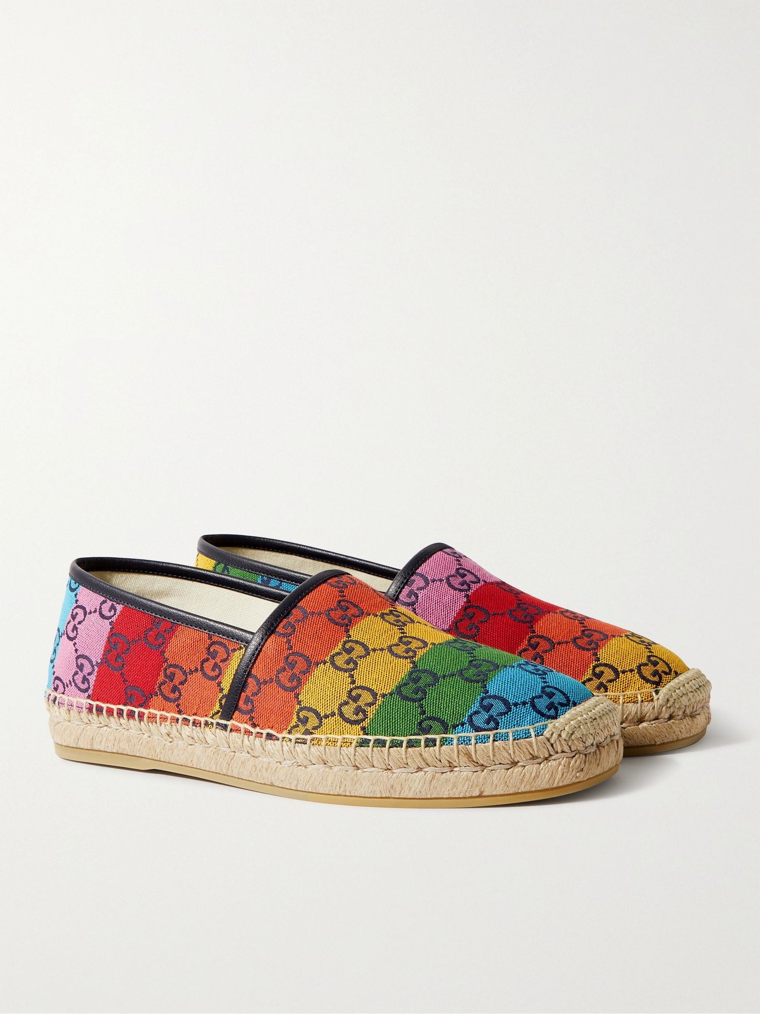 Alejandro Leather-Trimmed Logo-Jacquard Canvas Espadrilles - 4