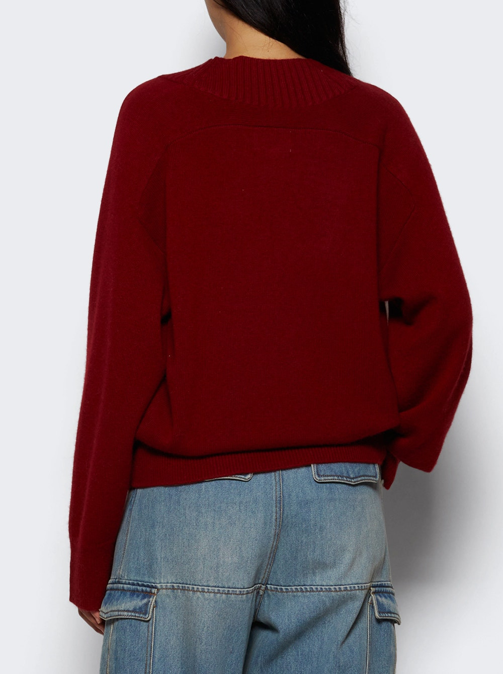 Sage V Neck Sweater Burgundy - 4