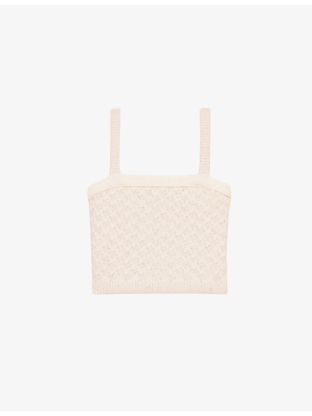 Tweed-Pattern Cropped Knitted Top - 1