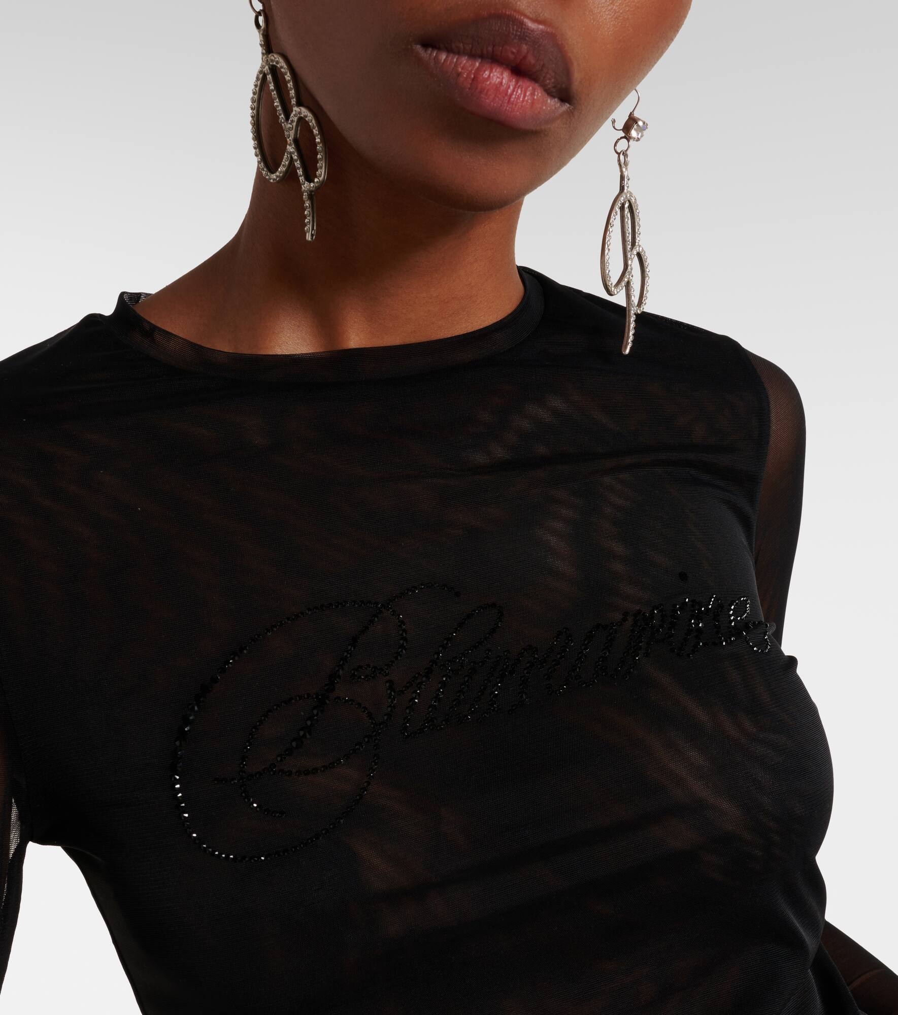 Logo tulle-trimmed T-shirt - 4