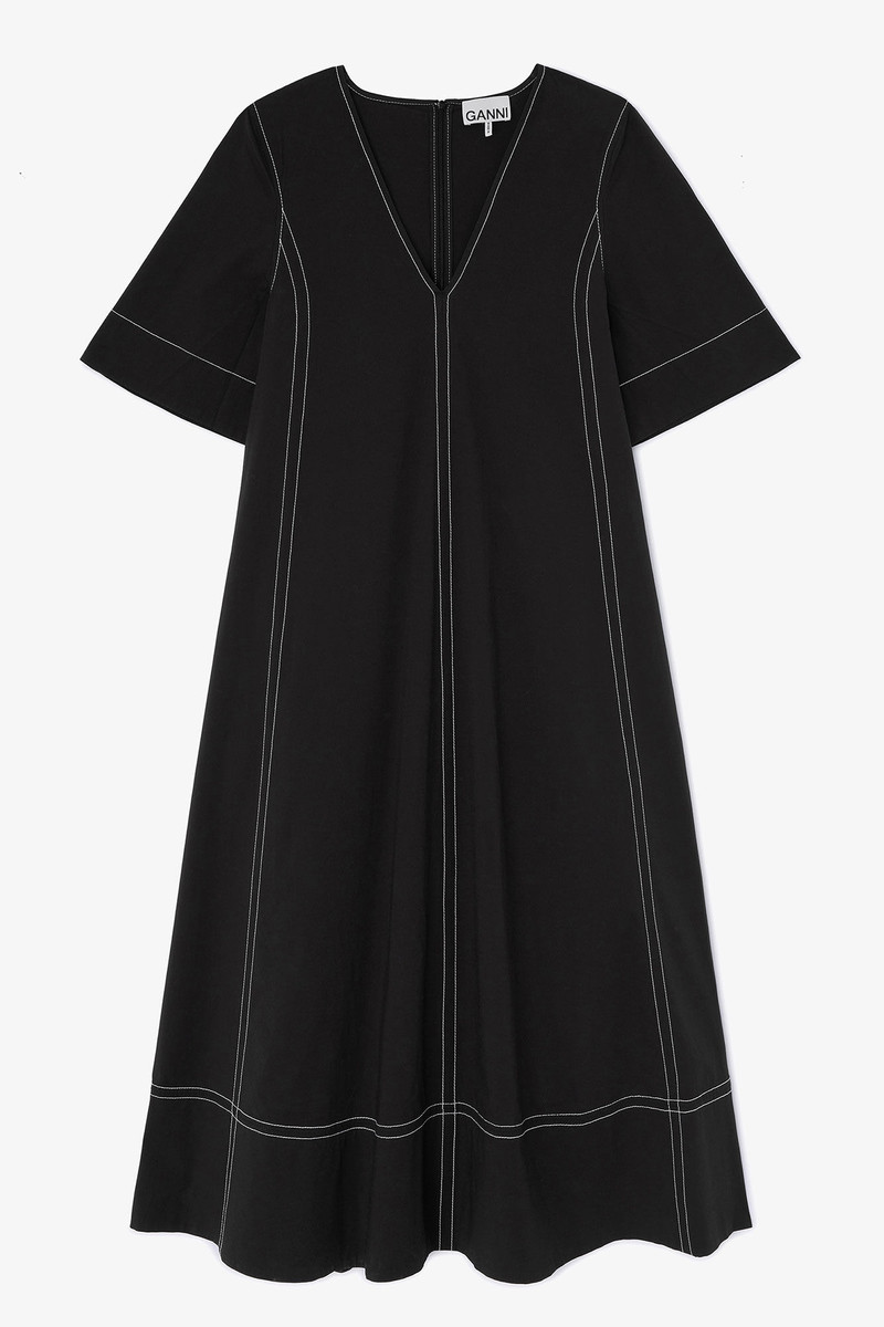 BLACK COTTON A-LINE DRESS 1