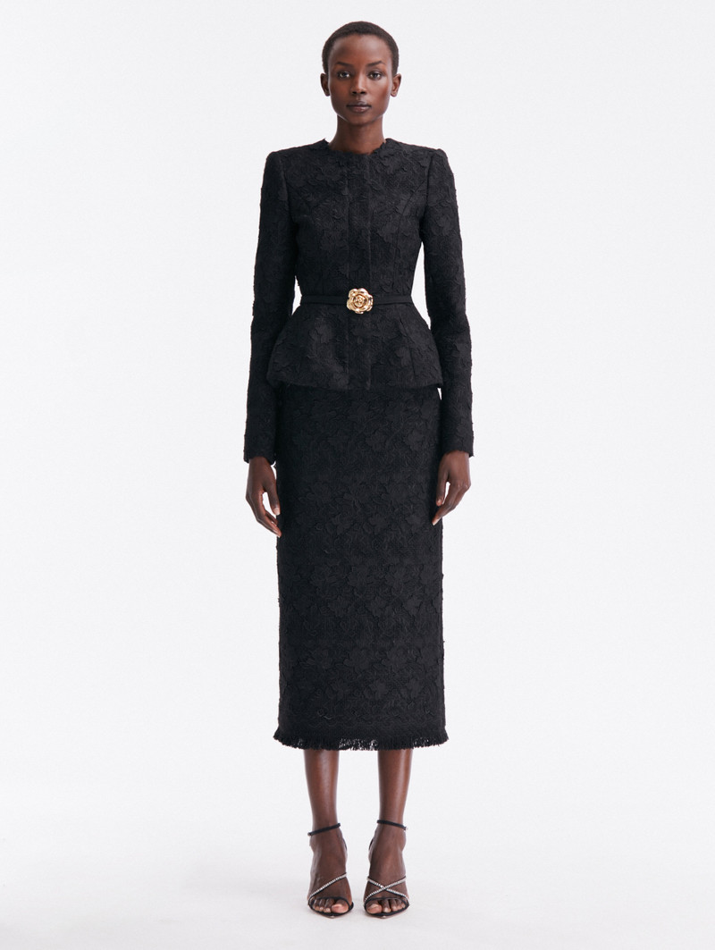 GARDENIA EMBROIDERED TWEED PENCIL SKIRT 1