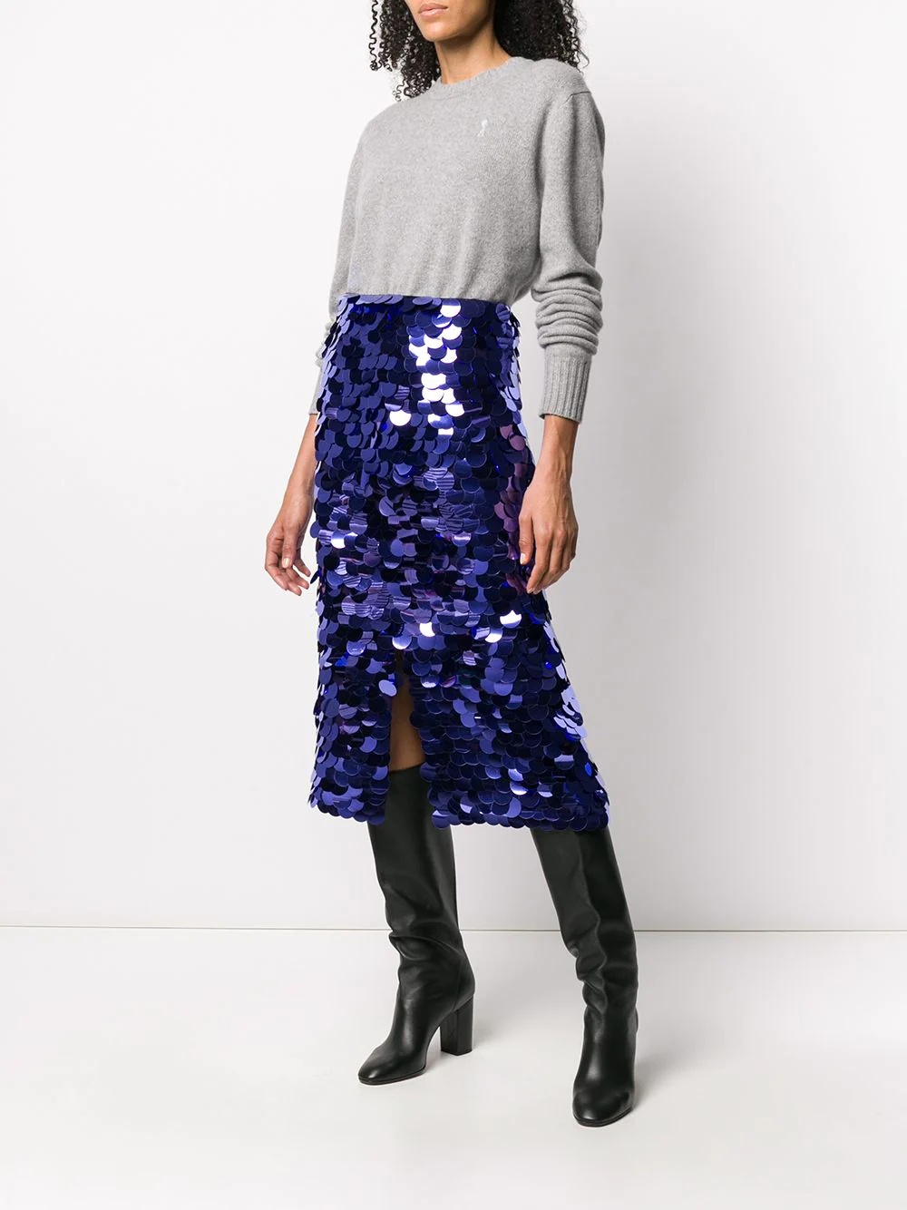 sequin embroidered midi skirt - 2