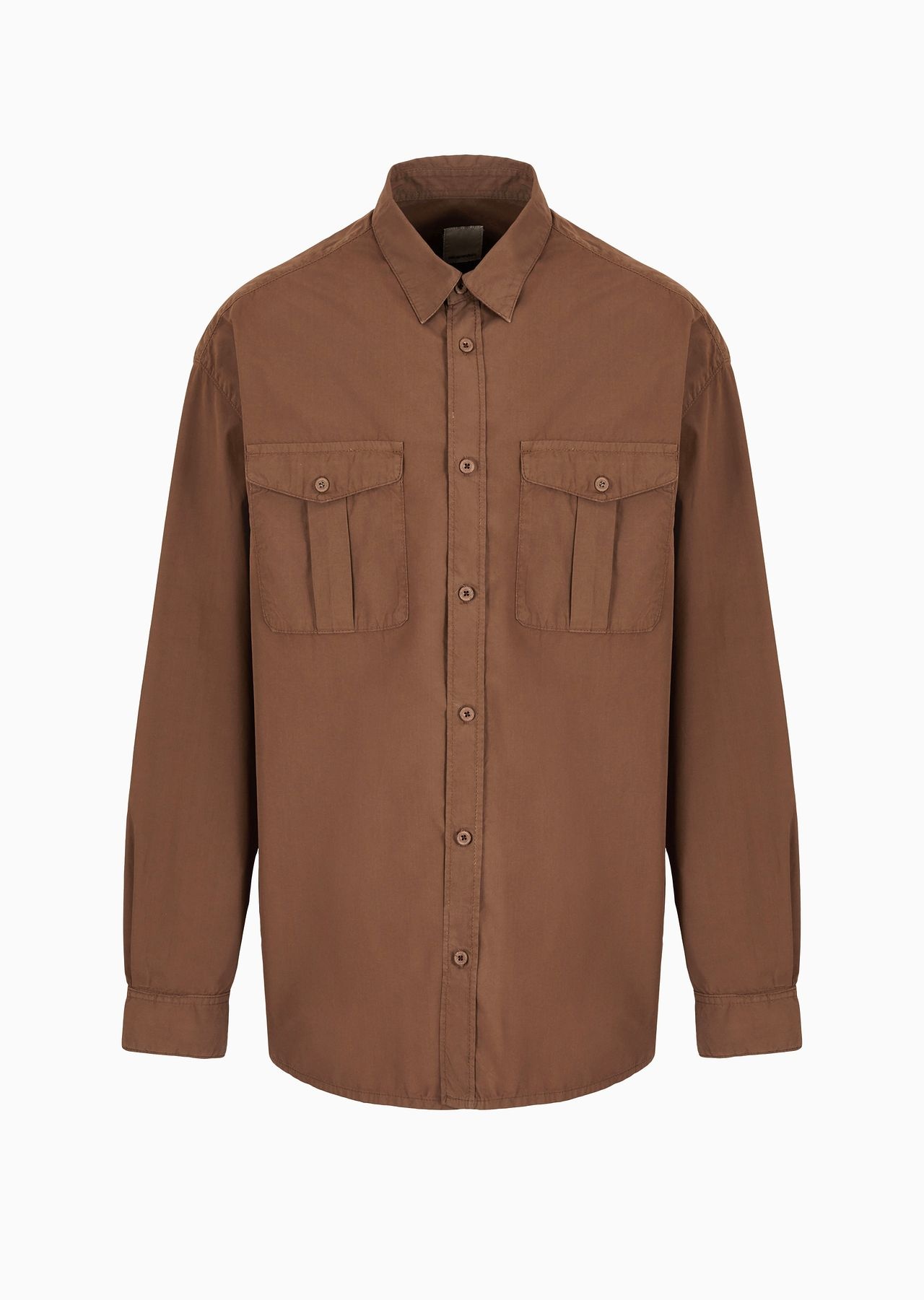 Emporio Armani Sustainability Values Capsule Collection garment-dyed organic poplin shirt with pocke - 1