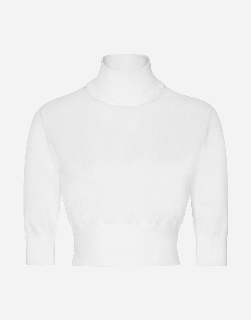 Cotton and silk cropped sweater 1