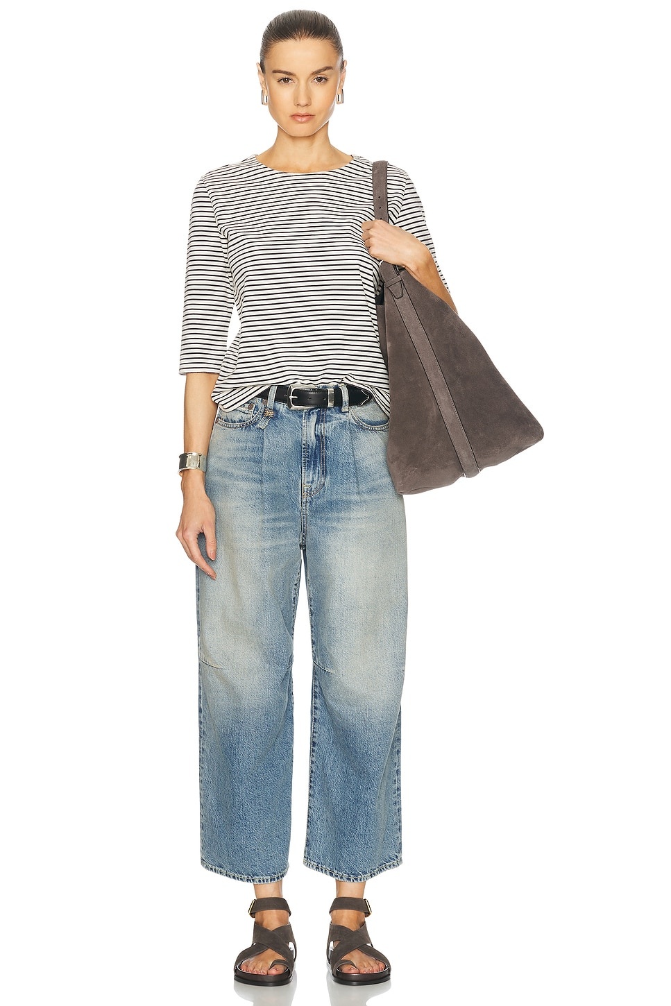 Elbow Sleeve Stripe Tee - 4