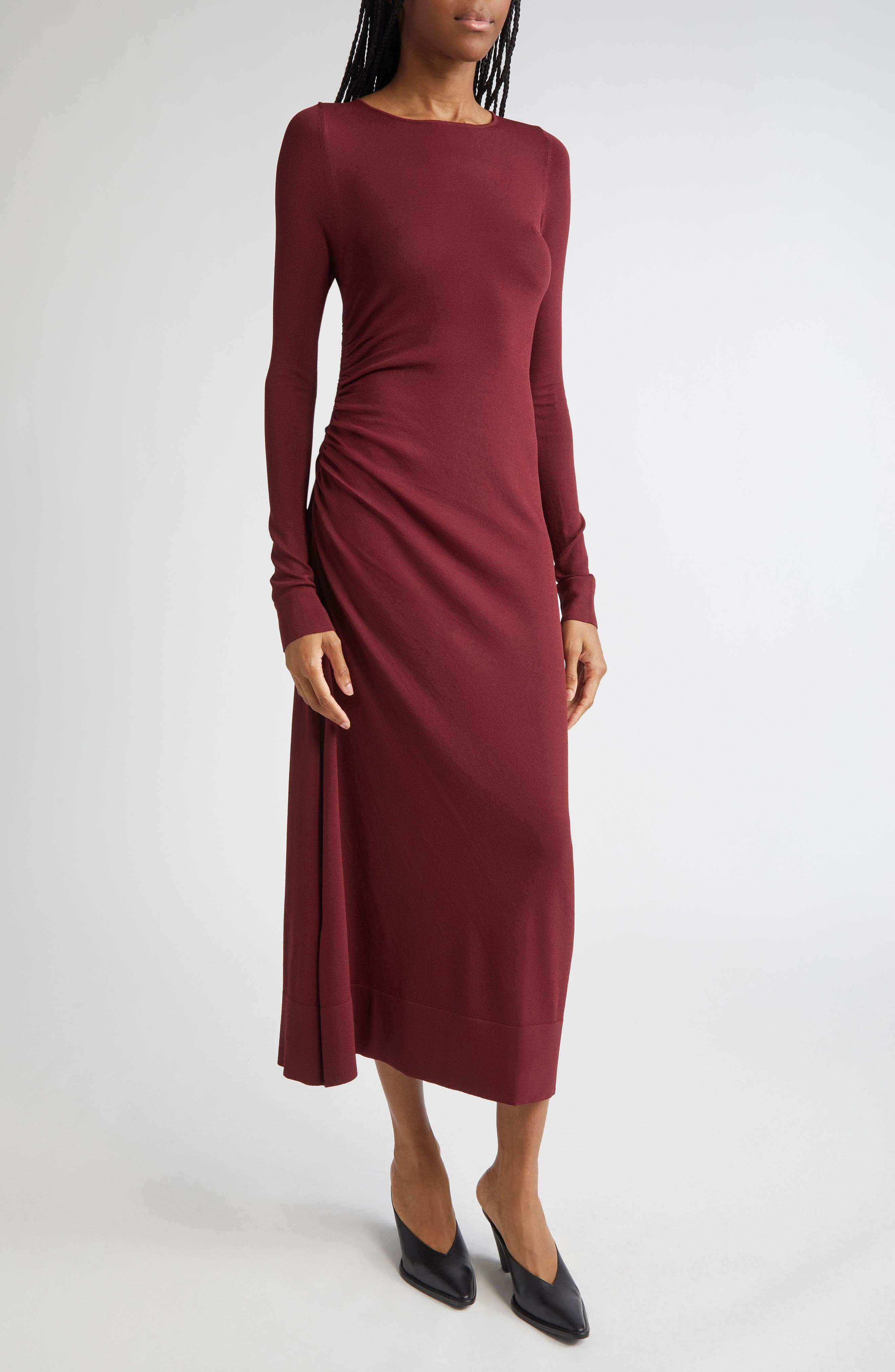 Altuzarra Robb Long Sleeve Knit Body-Con Dress in Grenache at Nordstrom - 4