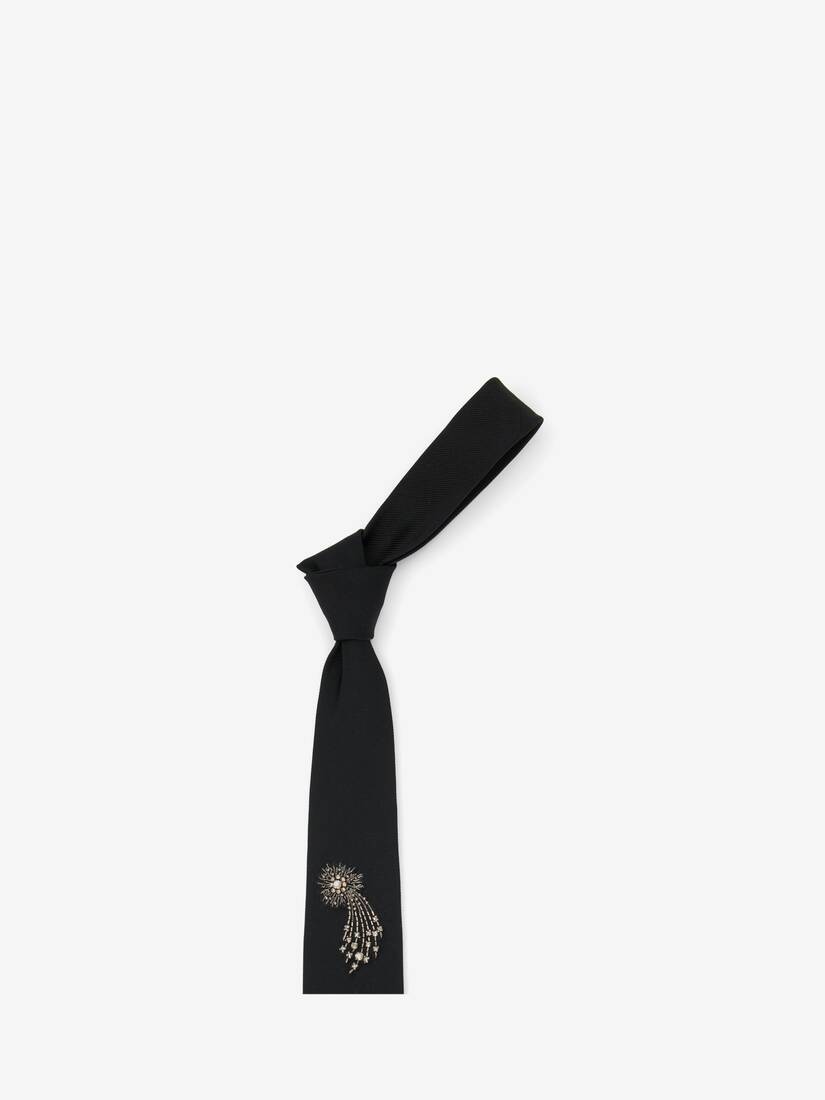 Men's Astral Jewel Embroidery Tie in Black - 2