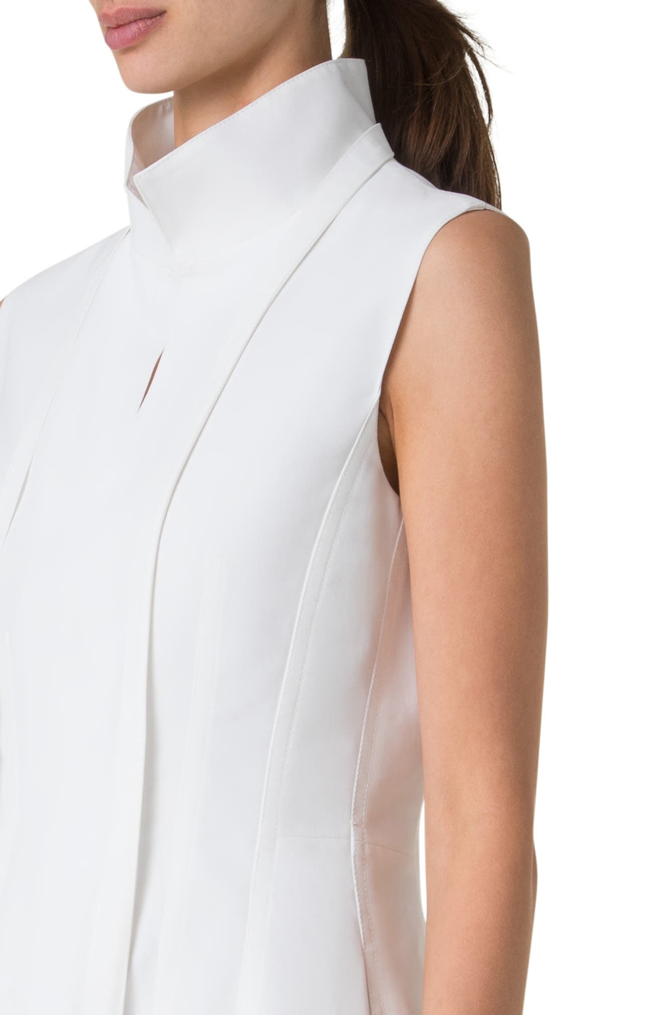 Akris Tie Neck Sleeveless Maxi Dress in Pure White at Nordstrom - 4