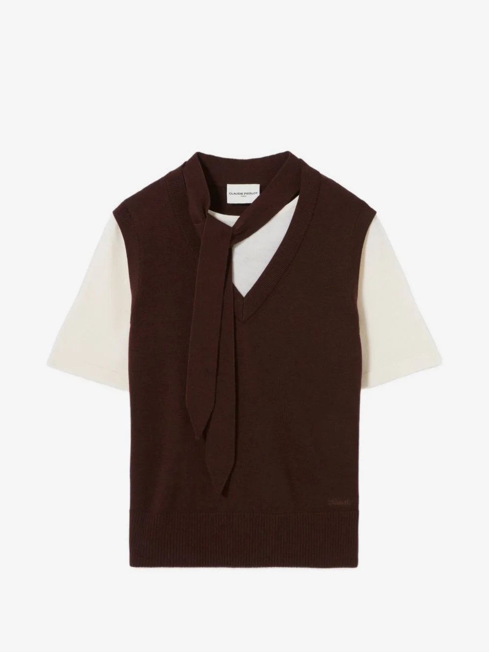 layer-detail short-sleeve jumper - 1