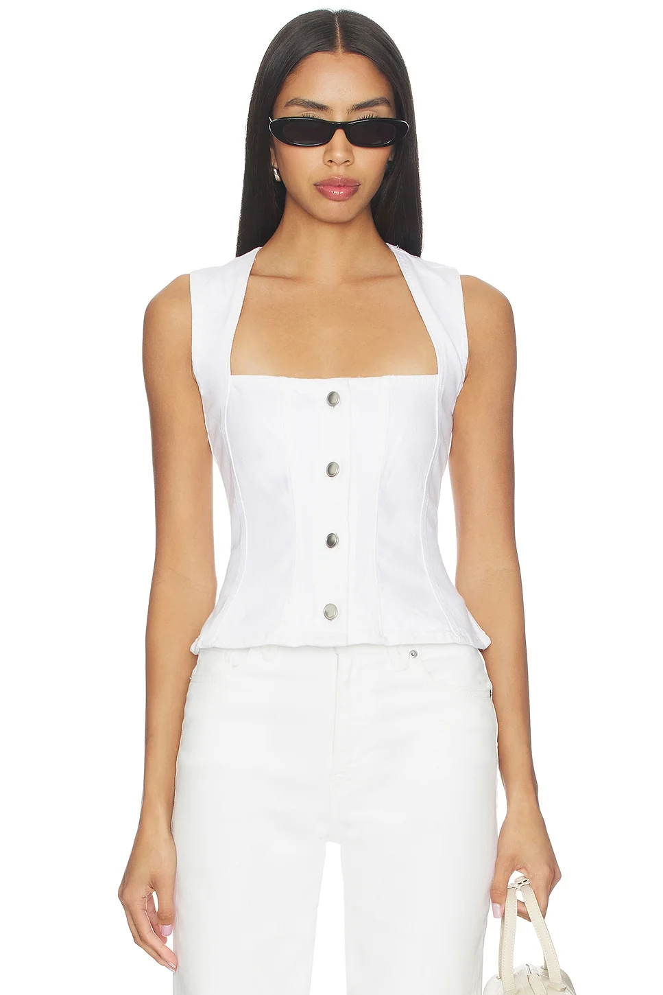Button Front Peplum Top - 1