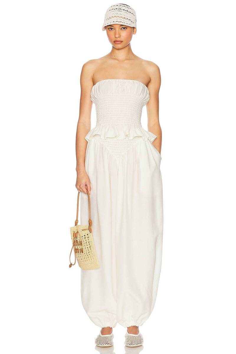 HELSA The Smocked Tunic in Silk And Wool outlook