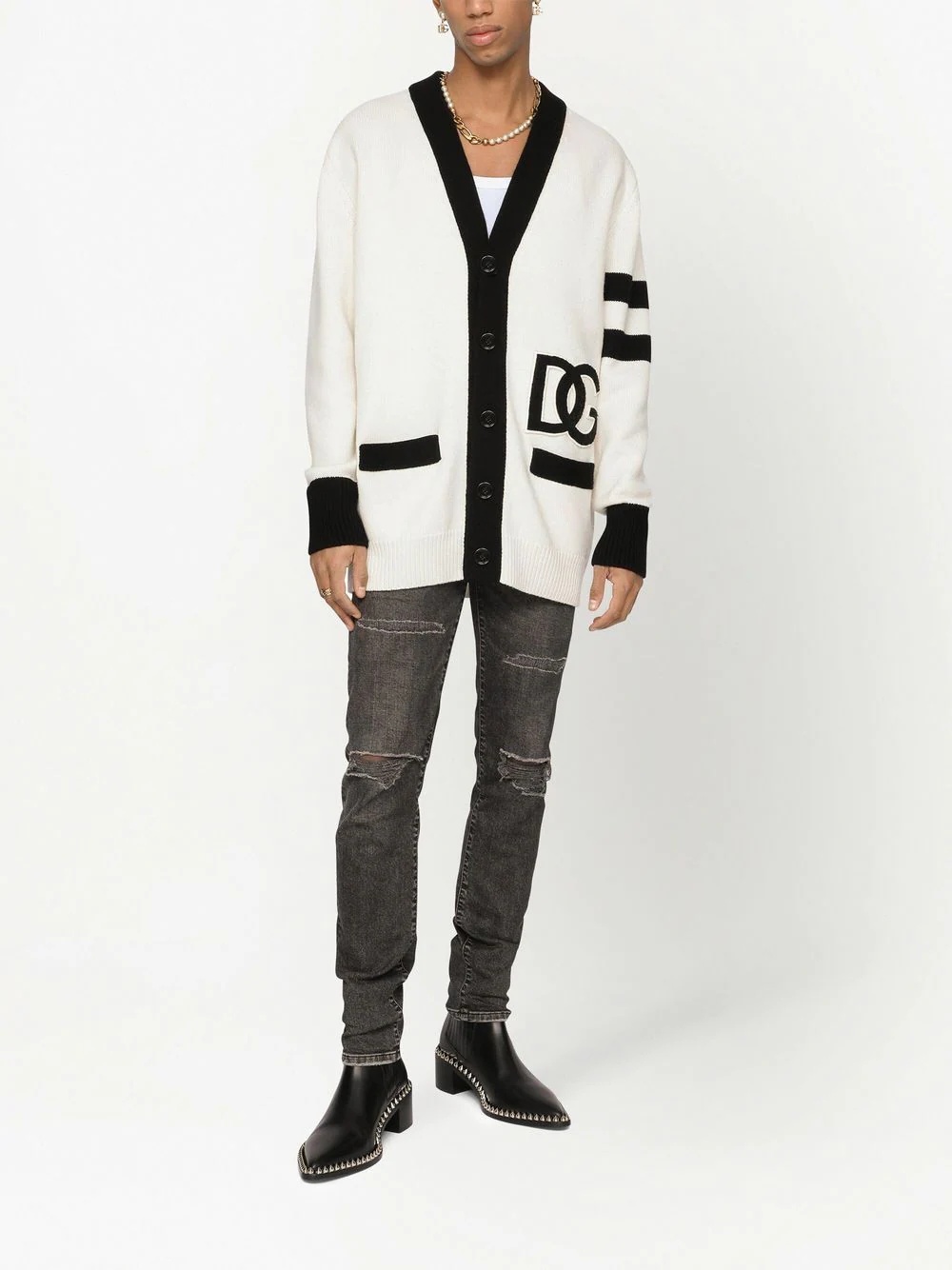 DG logo wool cardigan - 3