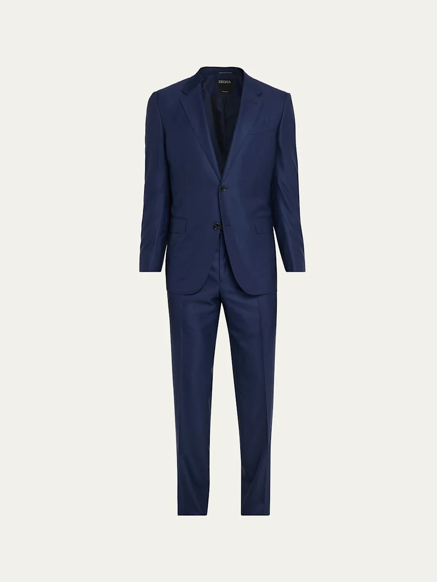 Men's Tonal Prince of Wales Plaid Wool Two-Piece Suit - 1