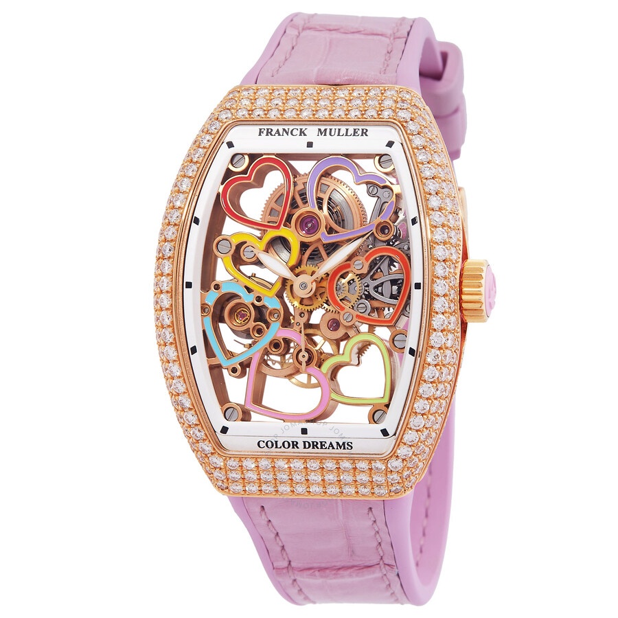 Franck Muller Vanguard Heart Skeleton Hand Wind Diamond Ladies Watch - 1