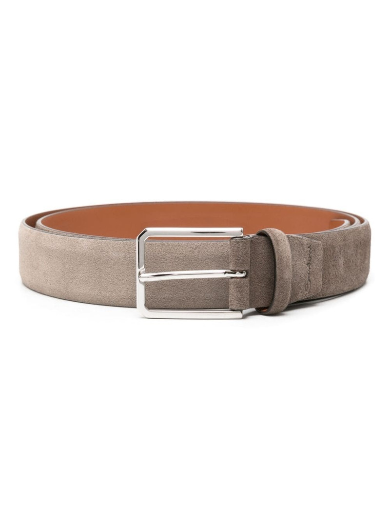 logo-debossed suede belt - 1