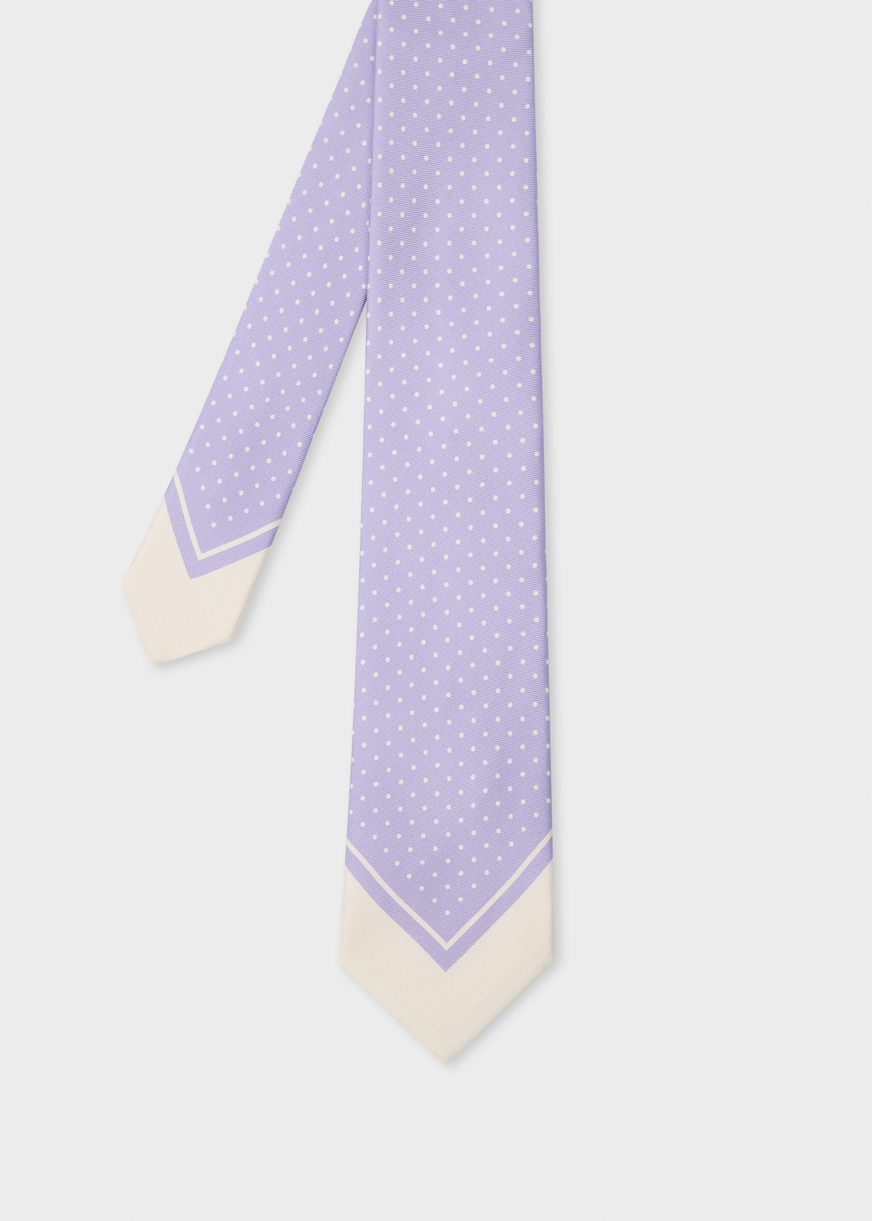 Lilac Polka Dot Silk Tie - 1
