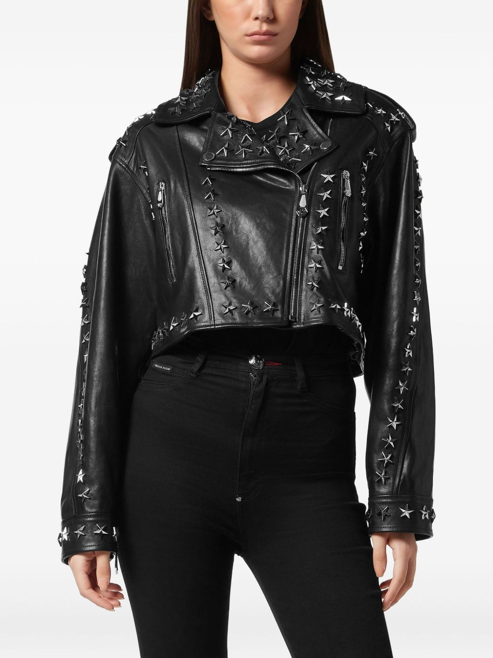 star stud-embellished biker jacket - 3