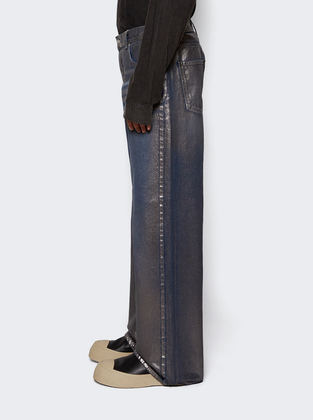 Coated Dirt Denim Jeans Silver - 4