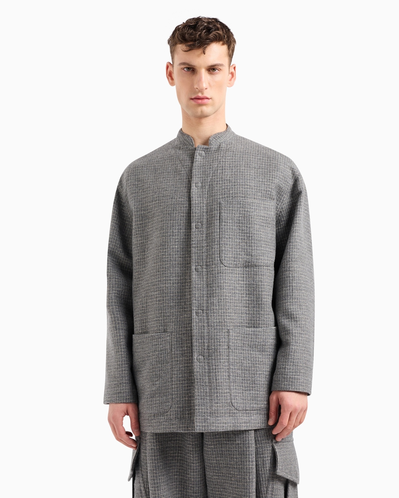 SINGLE-BREASTED JACKET IN A WOOL BLEND WITH METALLIC THREAD - 2