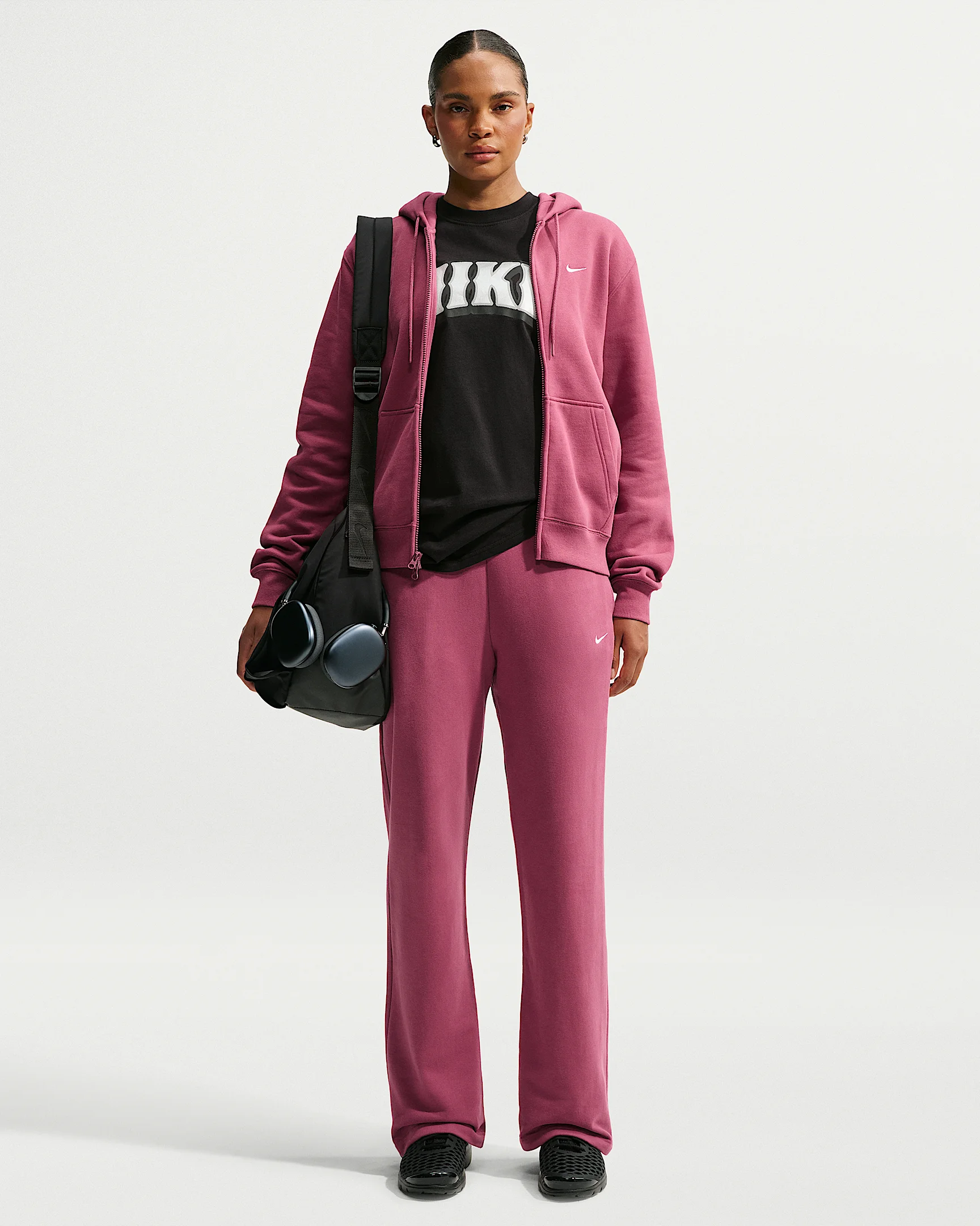 Nike Studio Fleece Lightweight Women's Mid-Rise Open-Hem Pants - 1