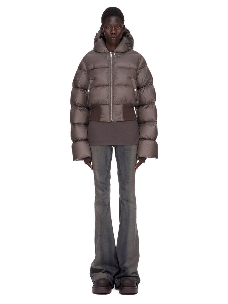 Rick Owens Hooded quilted recycled-shell down jacket Brown outlook