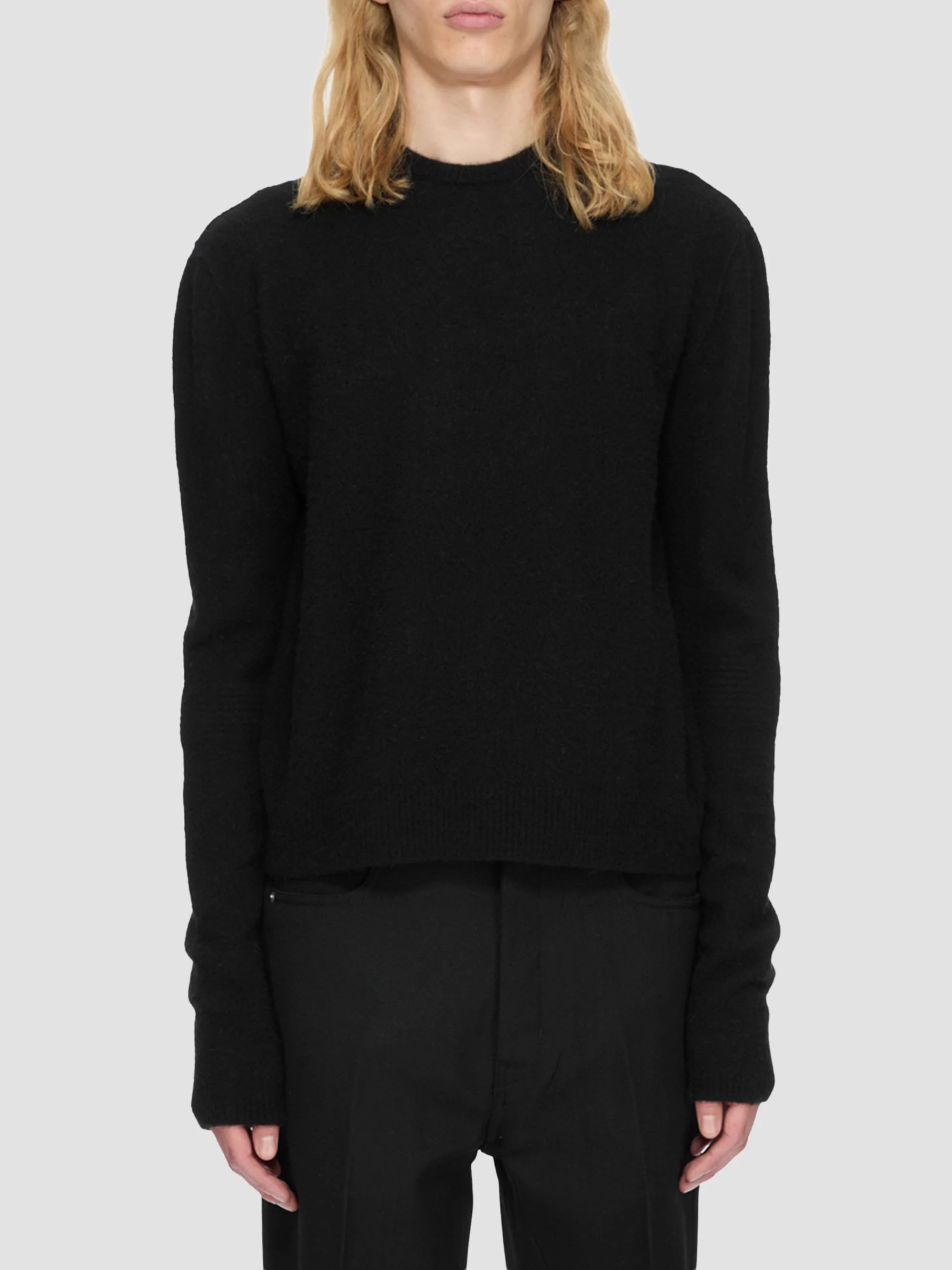 Men's Cashmere-Blend Crewneck Sweater - Black - 1