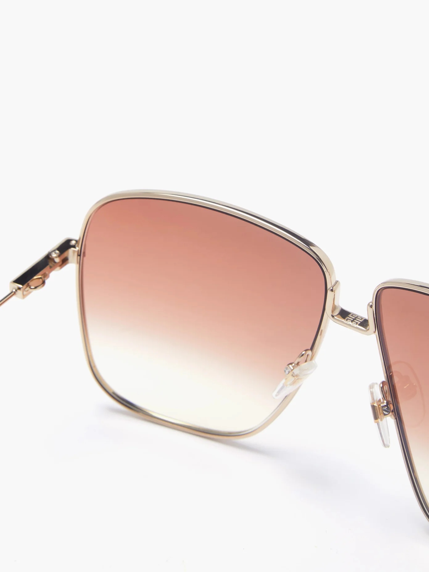 Oversized-square metal sunglasses and chain - 3