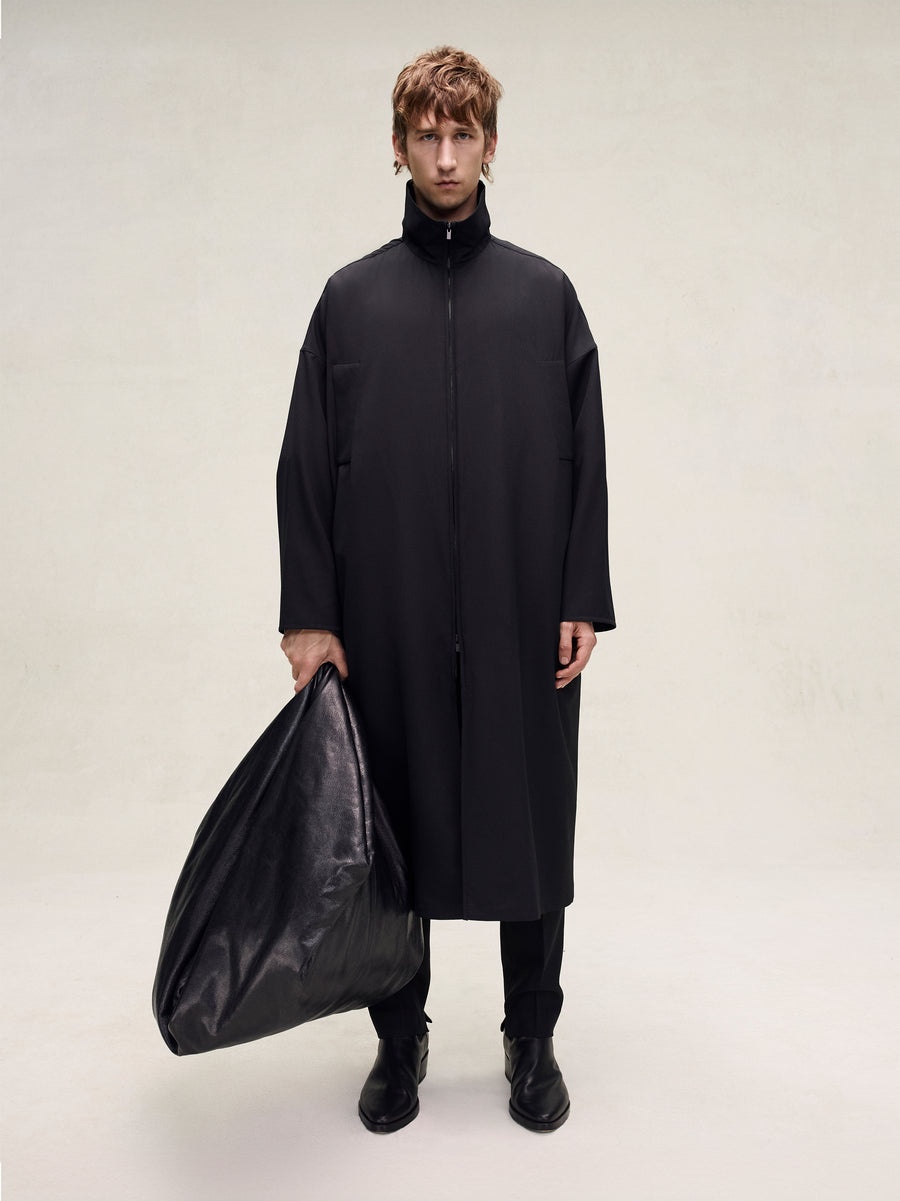 Wool High Neck Trench - 2