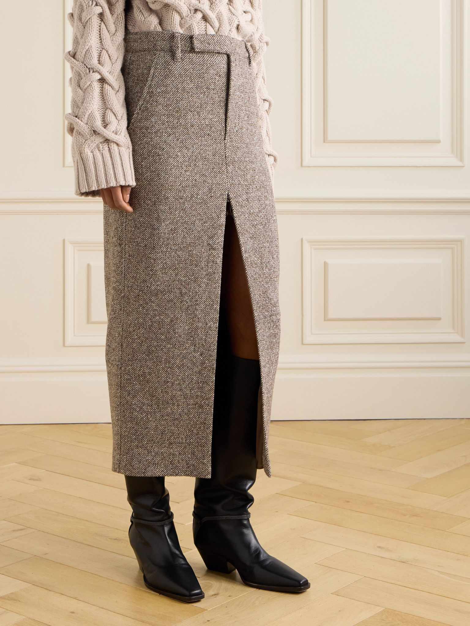 Cashmere-blend midi skirt Gray - 3