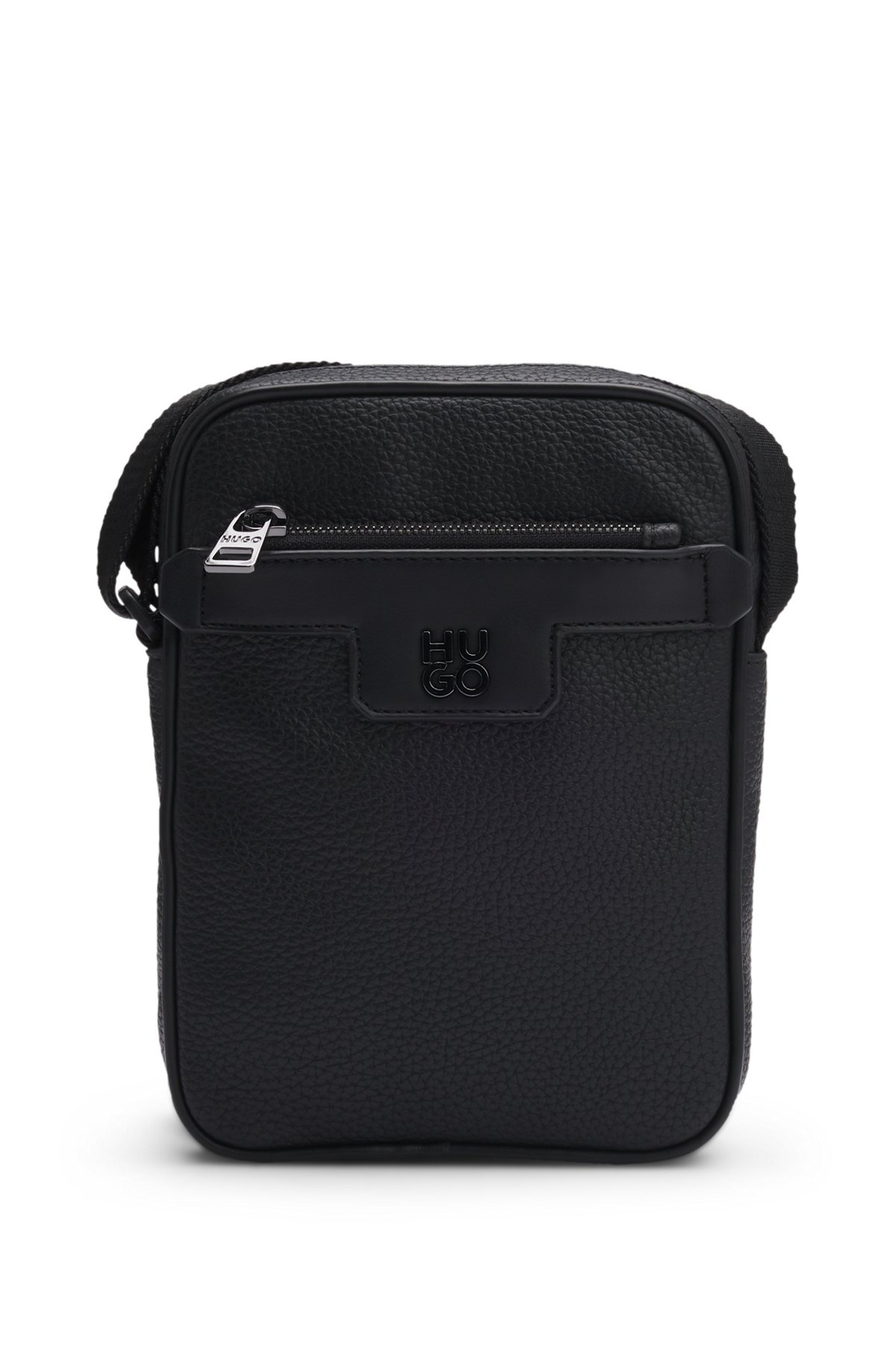 GRAINED FAUX-LEATHER REPORTER BAG WITH STACKED-LOGO TRIM - 2
