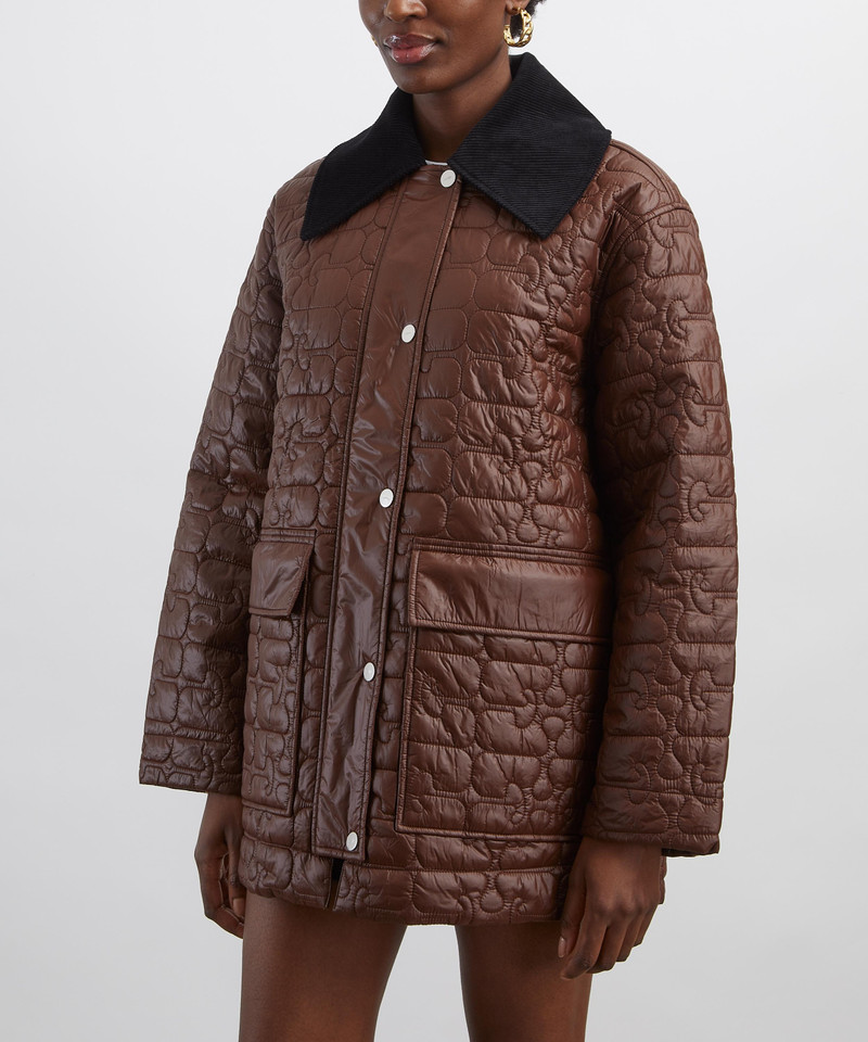 GANNI Shiny Quilted Midi Jacket outlook