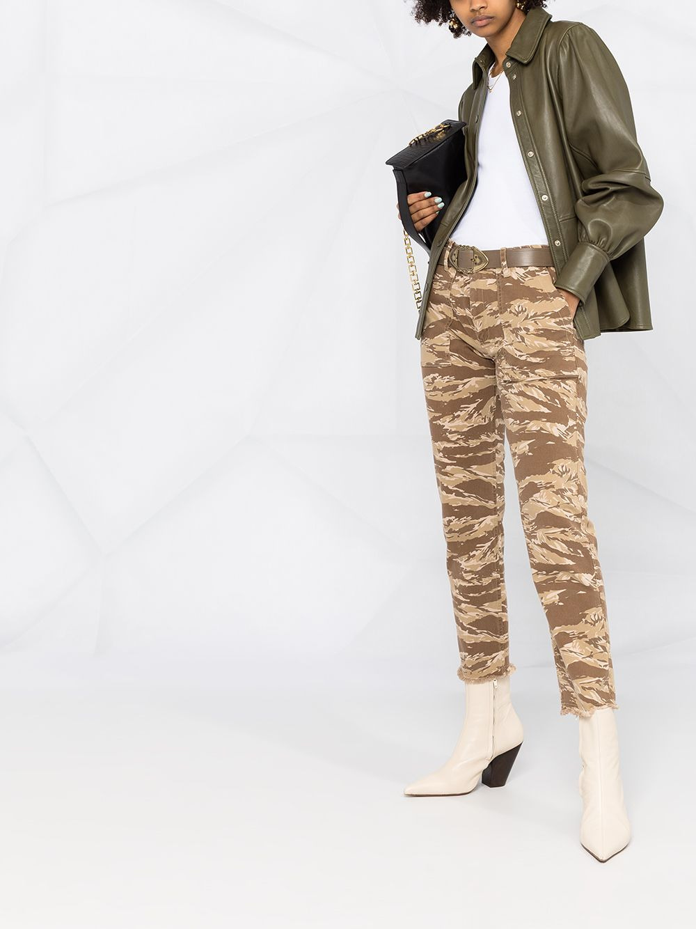 camouflage print cropped trousers - 4