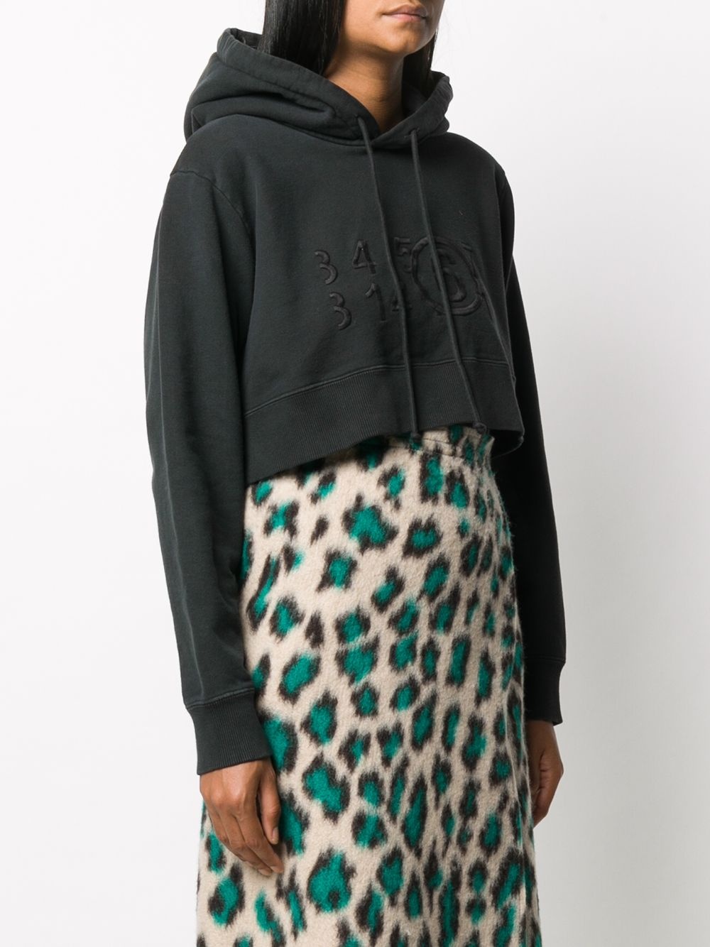 raised-logo cropped hoodie - 3