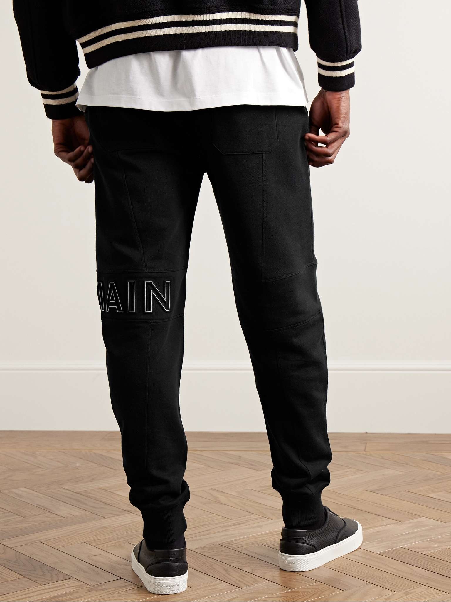 Slim-Fit Tapered Reflective Logo-Embossed Cotton-Jersey Sweatpants - 3