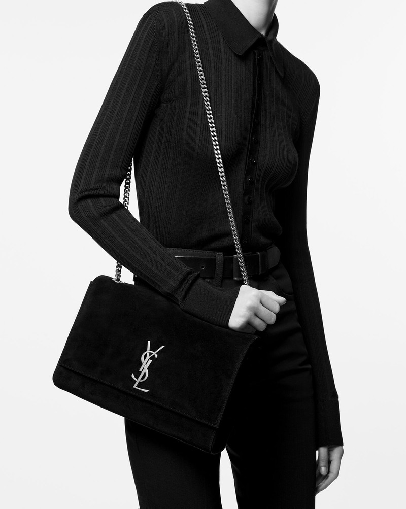 SAINT LAURENT kate medium reversible chain bag in suede and smooth leather outlook