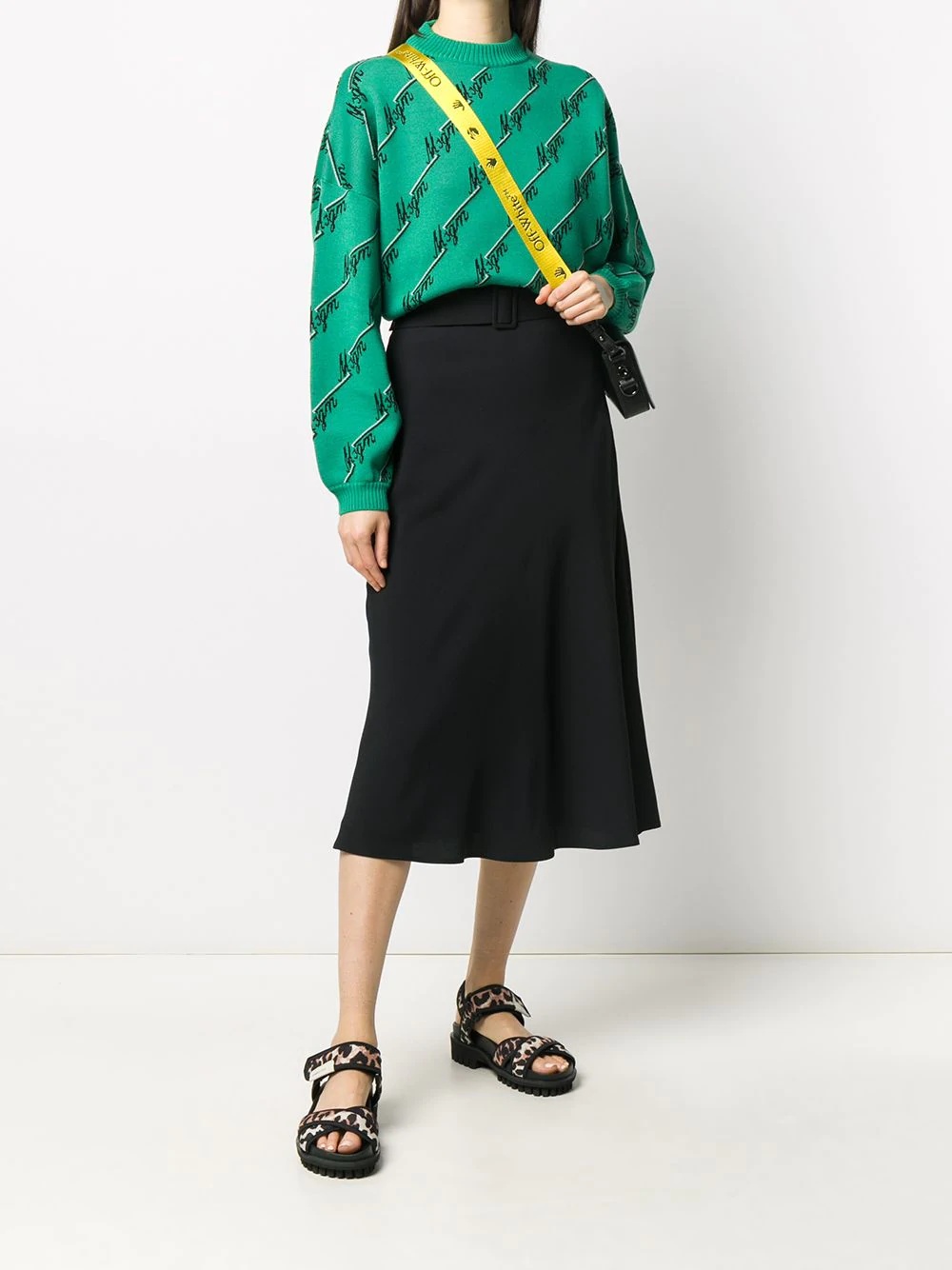 flared hem mid-length skirt - 2