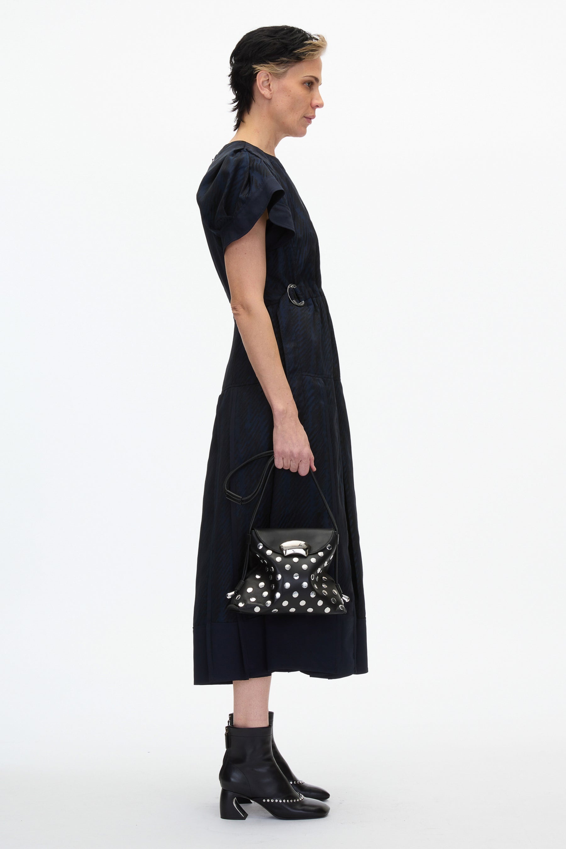 Jacquard Petal Sleeve Midi Dress - 2