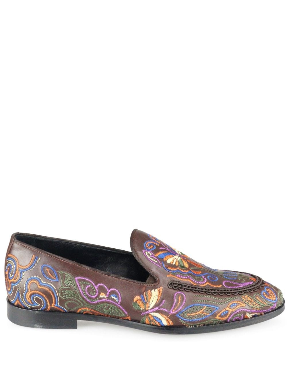 Papillon embroidered leather loafers - 1