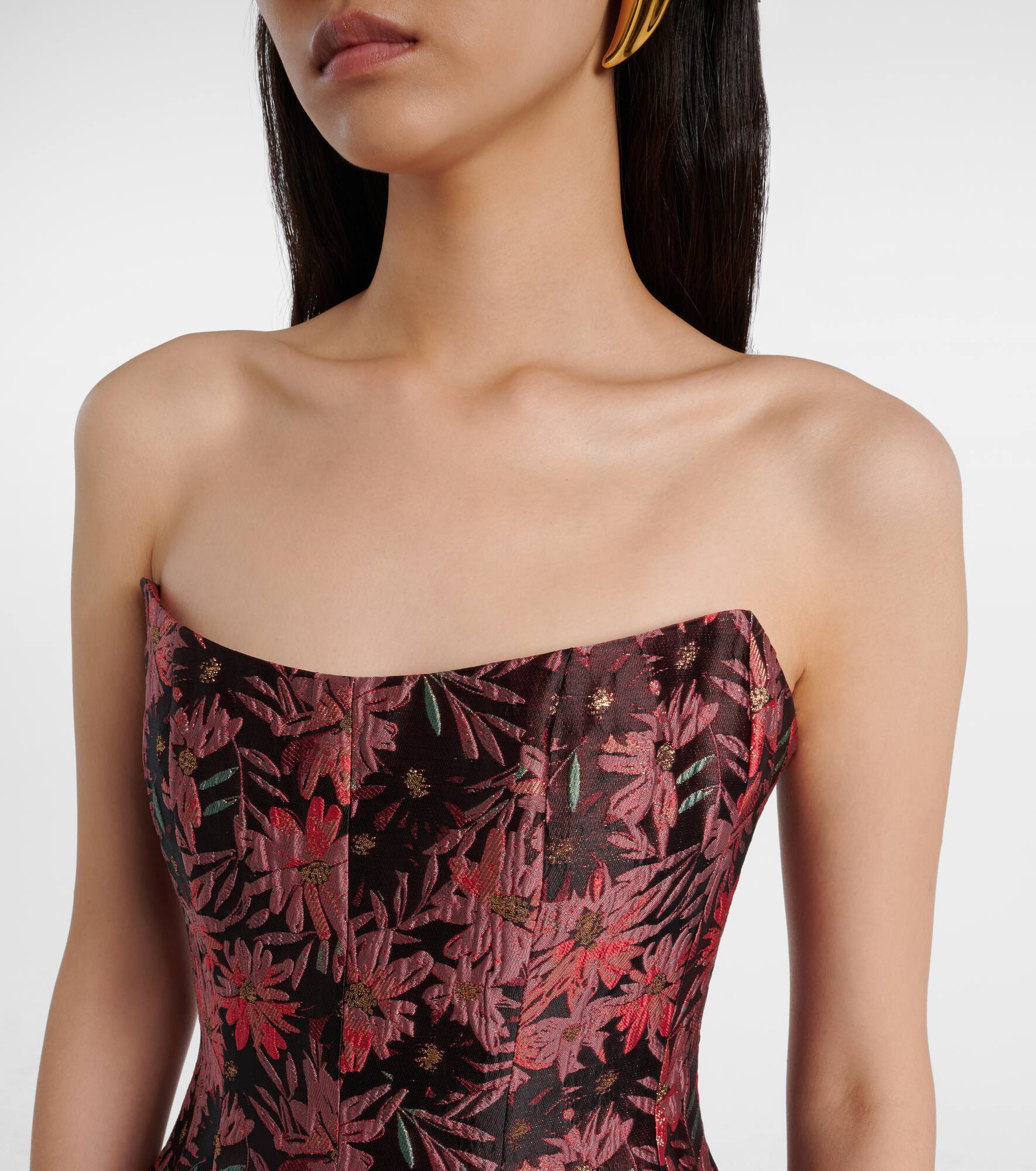 Rousseau floral brocade midi dress - 4