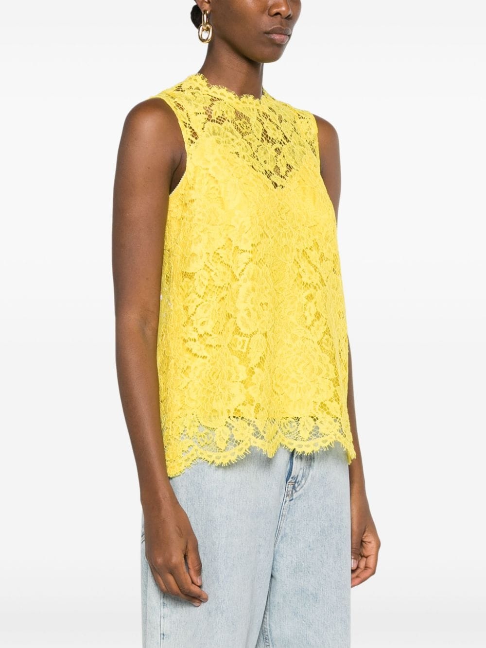 floral-lace scallop-collar top - 3