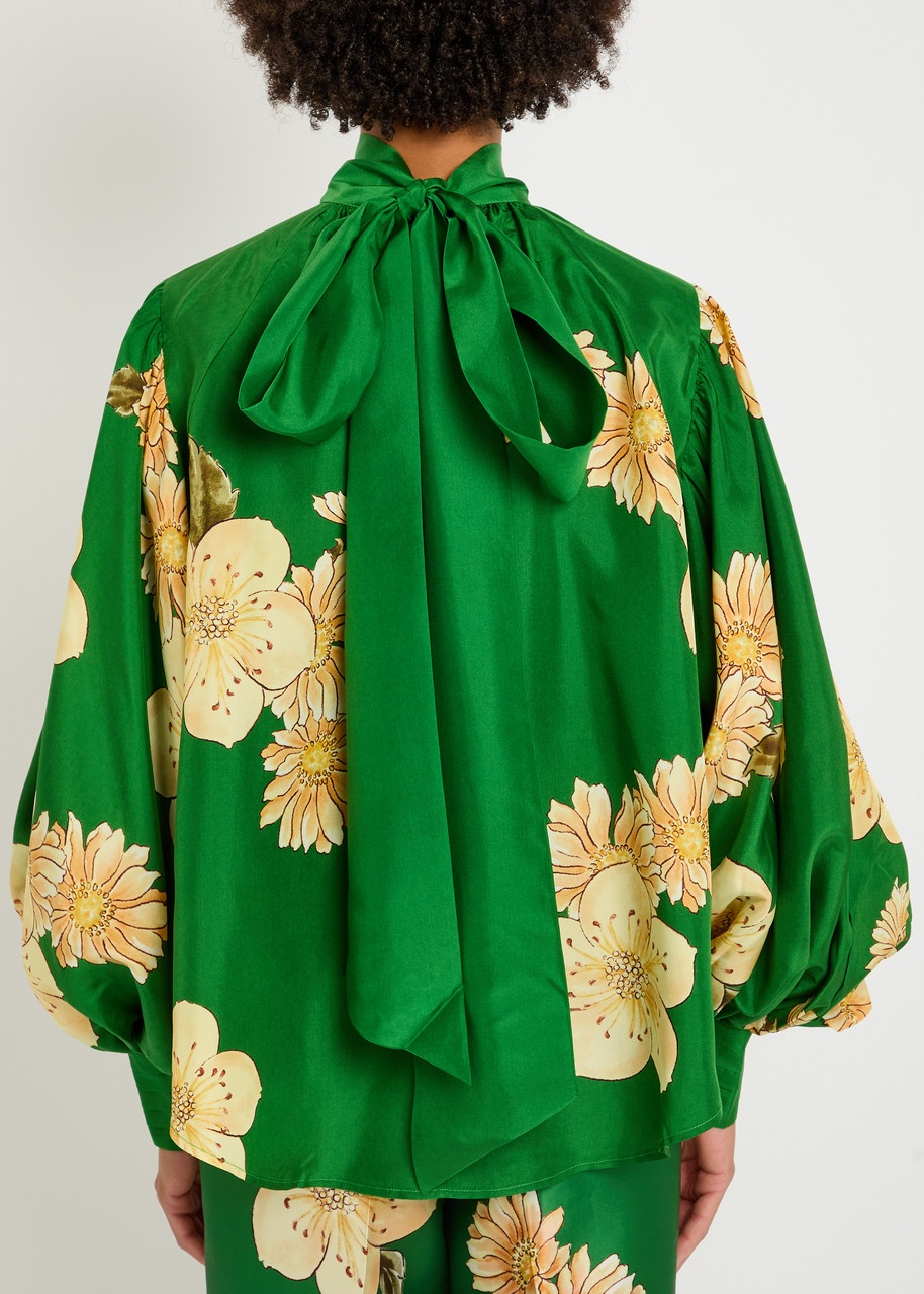 Alemais Sage Floral-print Silk Blouse - 3