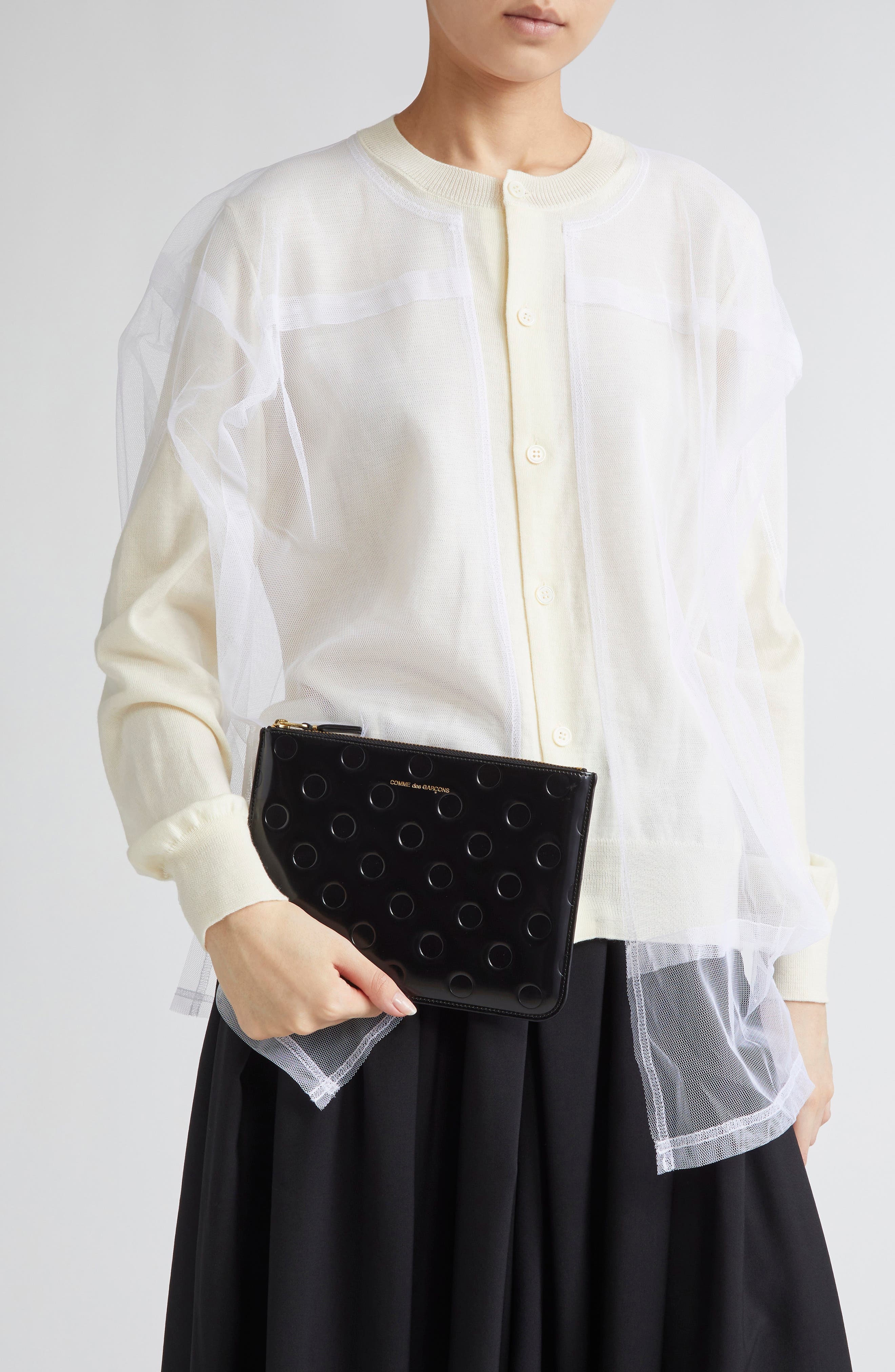 Comme des Garçons Wallets Dot Embossed Large Zip Pouch in Black at Nordstrom - 2