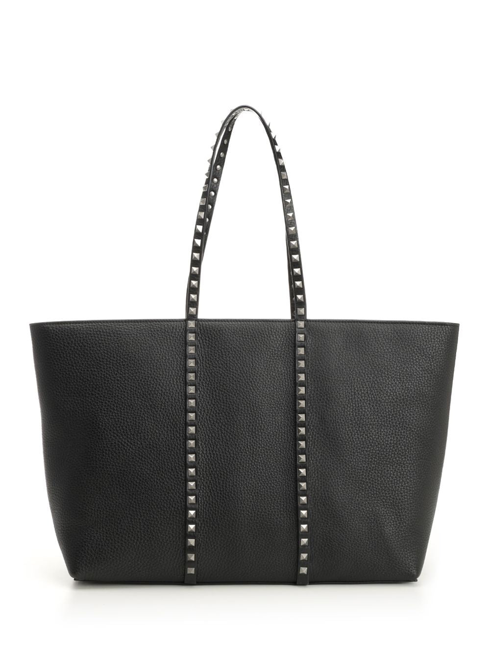 Rockstud Leather Tote Bag Handbags Black - 3