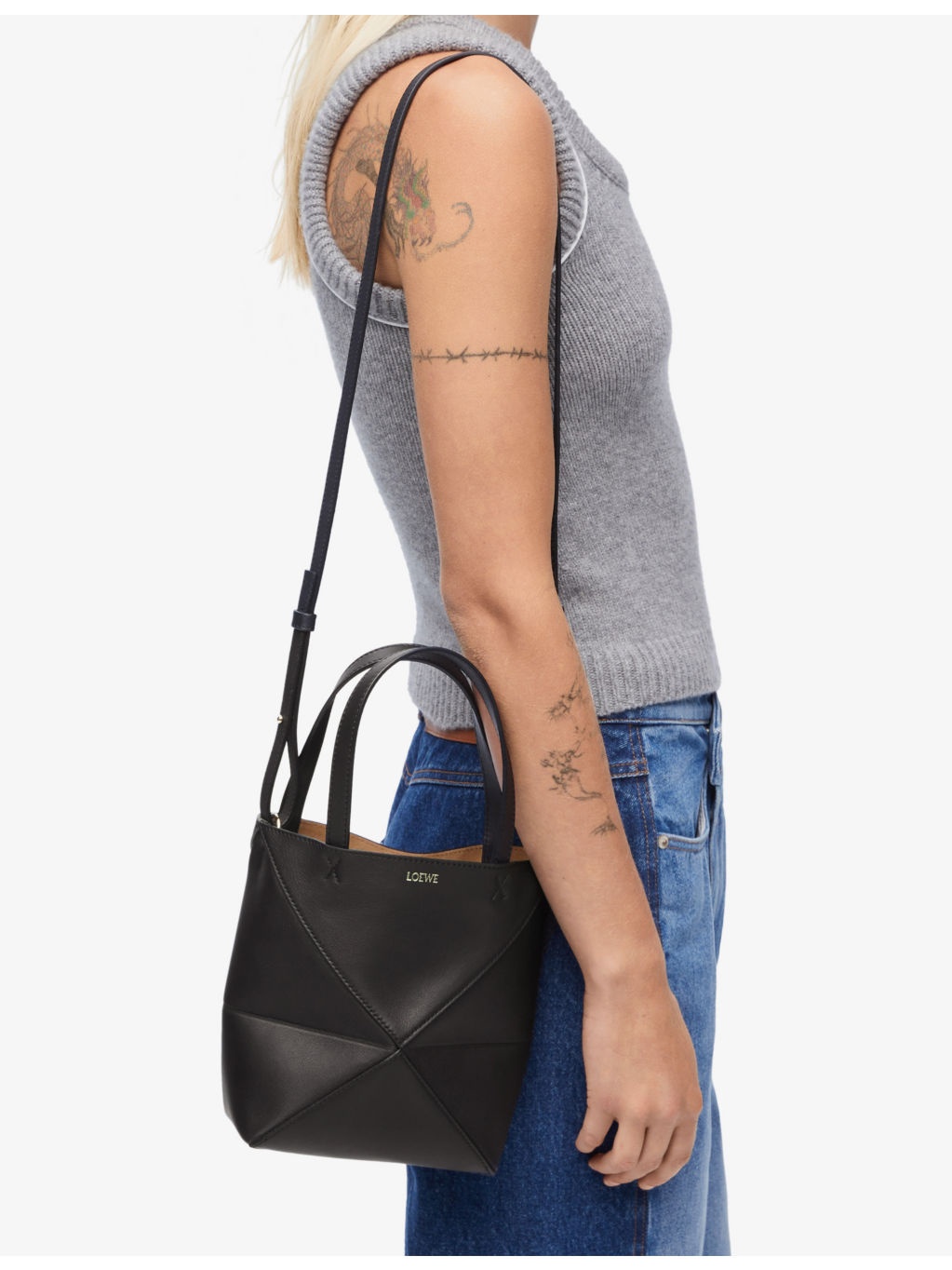 Puzzle Fold mini leather tote bag - 2