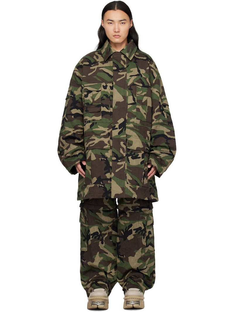 Khaki Runway Metalized Wrinkled Utility Jacket 1