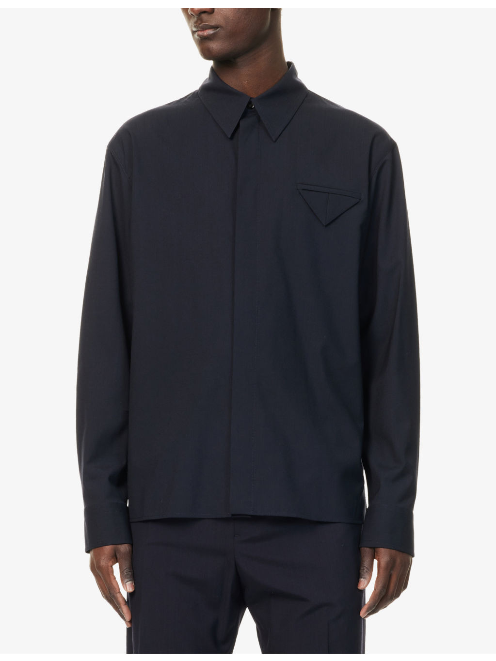 Spread-collar regular-fit wool shirt - 3