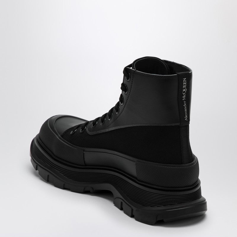 BLACK CANVAS TREAD SLICK BOOTS - 4