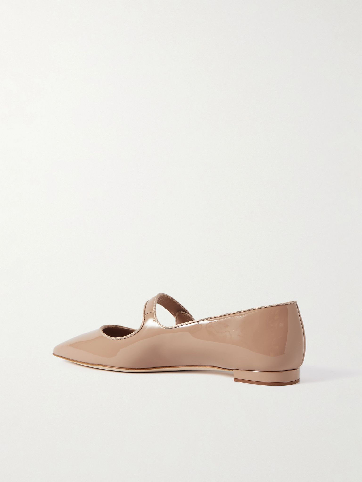 Campari grosgrain-trimmed patent-leather ballet flats Neutral - 3