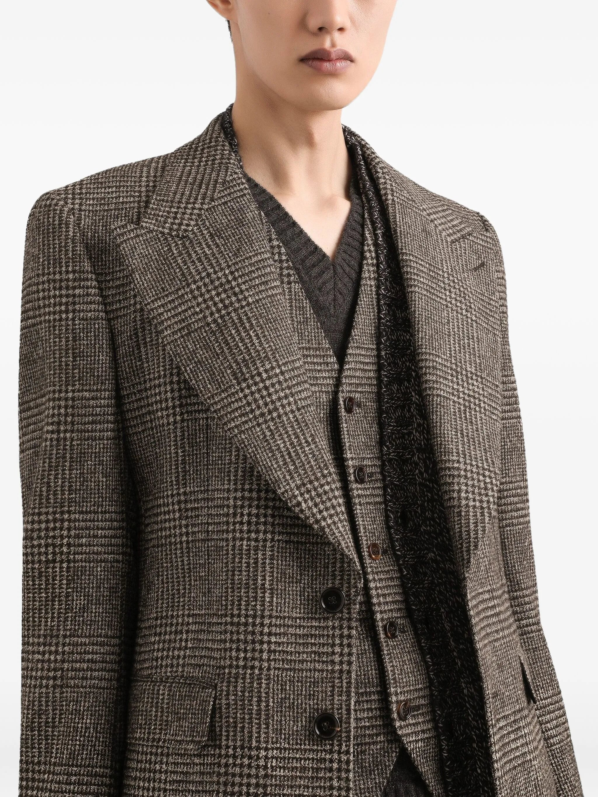 Dolce & Gabbana Check-pattern Buttoned-up Blazer - 4